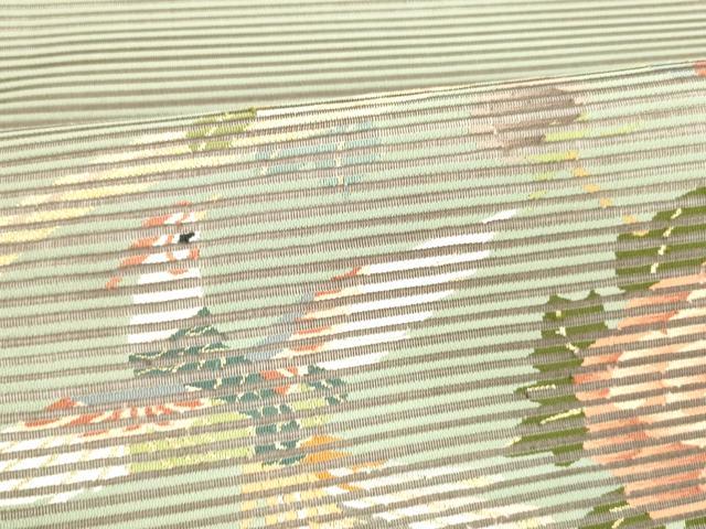 平和屋着物＊夏物 絽綴れ 太鼓柄袋帯 鳳凰流水花文 金糸 正絹 逸品 DABA0509cm