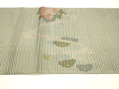 平和屋着物＊夏物 絽綴れ 太鼓柄袋帯 鳳凰流水花文 金糸 正絹 逸品 DABA0509cm