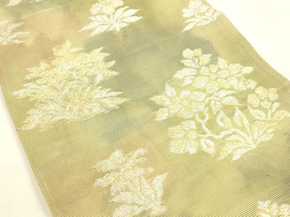 平和屋着物＊夏物 六通柄袋帯 草花文 金銀糸 正絹 逸品 DABA0512cm