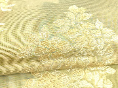 平和屋着物＊夏物 六通柄袋帯 草花文 金銀糸 正絹 逸品 DABA0512cm