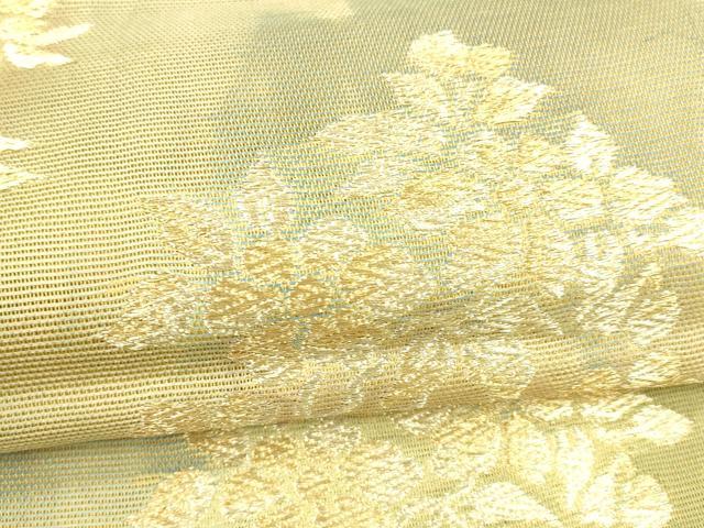 平和屋着物＊夏物 六通柄袋帯 草花文 金銀糸 正絹 逸品 DABA0512cm