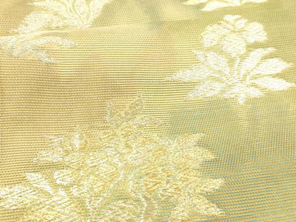 平和屋着物＊夏物 六通柄袋帯 草花文 金銀糸 正絹 逸品 DABA0512cm