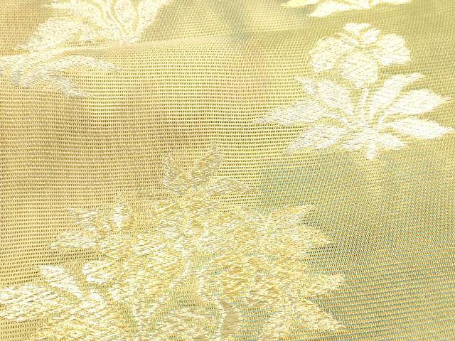 平和屋着物＊夏物 六通柄袋帯 草花文 金銀糸 正絹 逸品 DABA0512cm