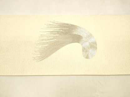 平和屋着物＊夏物 九寸名古屋帯 駒刺繍 総刺繍 抽象文様 金糸 正絹 逸品 DABA0513cm