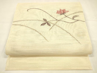 平和屋着物＊夏物 西陣 八寸名古屋帯 枝花文 正絹 逸品 DABA0515cm