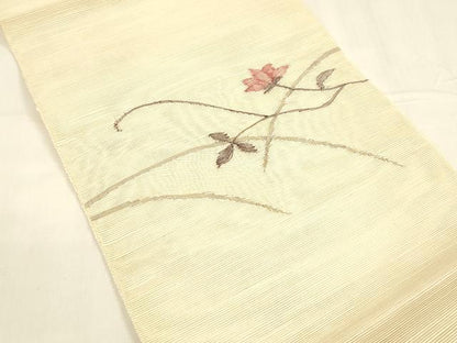 平和屋着物＊夏物 西陣 八寸名古屋帯 枝花文 正絹 逸品 DABA0515cm