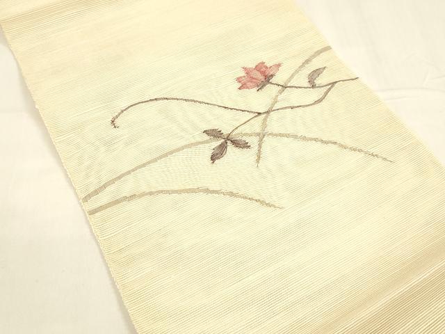 平和屋着物＊夏物 西陣 八寸名古屋帯 枝花文 正絹 逸品 DABA0515cm