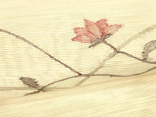 平和屋着物＊夏物 西陣 八寸名古屋帯 枝花文 正絹 逸品 DABA0515cm