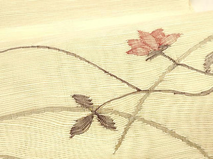 平和屋着物＊夏物 西陣 八寸名古屋帯 枝花文 正絹 逸品 DABA0515cm