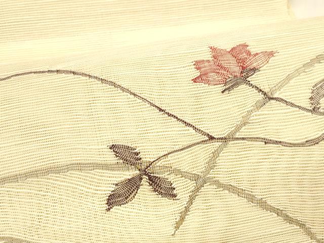 平和屋着物＊夏物 西陣 八寸名古屋帯 枝花文 正絹 逸品 DABA0515cm