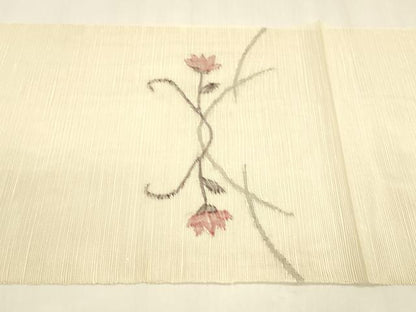 平和屋着物＊夏物 西陣 八寸名古屋帯 枝花文 正絹 逸品 DABA0515cm