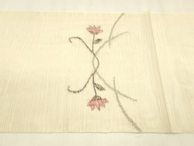 平和屋着物＊夏物 西陣 八寸名古屋帯 枝花文 正絹 逸品 DABA0515cm
