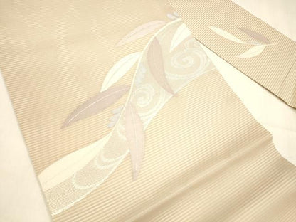 平和屋着物＊夏物 九寸名古屋帯 流水草葉文 銀糸 正絹 逸品 DABA0516cm