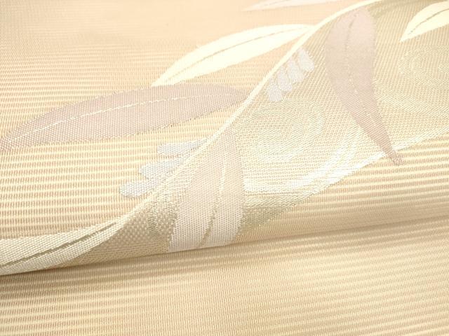 平和屋着物＊夏物 九寸名古屋帯 流水草葉文 銀糸 正絹 逸品 DABA0516cm