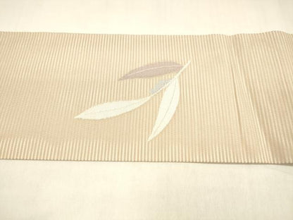 平和屋着物＊夏物 九寸名古屋帯 流水草葉文 銀糸 正絹 逸品 DABA0516cm