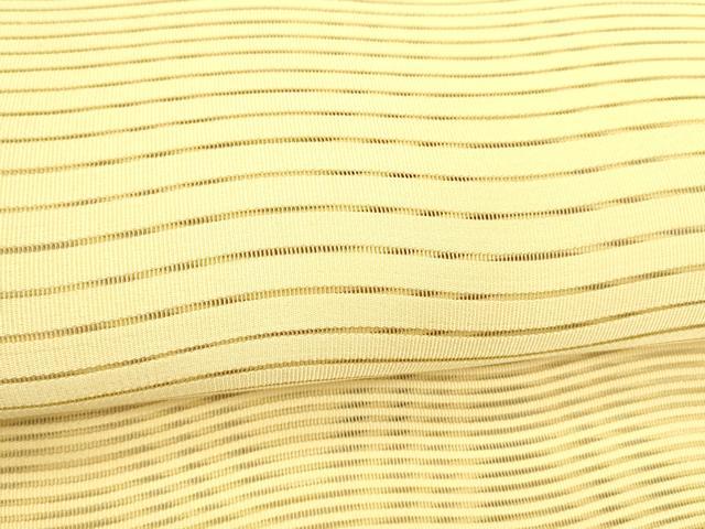 平和屋着物＊夏物 絽綴れ 八寸名古屋帯 よろけ縞 支子色 正絹 逸品 DABA0518cm