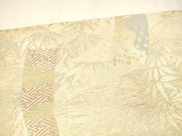平和屋着物＊夏物 つけ帯 短冊笹の葉文 金銀糸 正絹 逸品 DABA0518cm