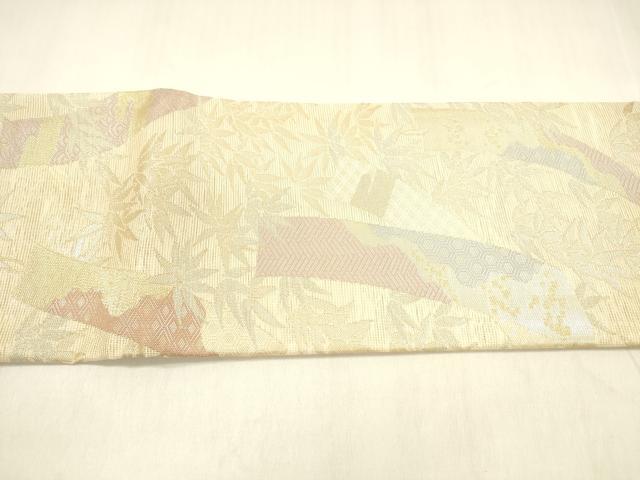平和屋着物＊夏物 つけ帯 短冊笹の葉文 金銀糸 正絹 逸品 DABA0518cm
