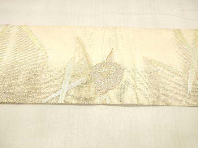 平和屋着物＊夏物 九寸名古屋帯 舞葉文 金銀糸 正絹 逸品 DABA0523cm
