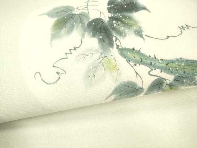 平和屋着物＊夏物　九寸名古屋帯　手描き　成り物蔦の葉文　DABA0524cm 平和屋着物＊夏物 九寸名古屋帯 手描き 成り物蔦の葉文