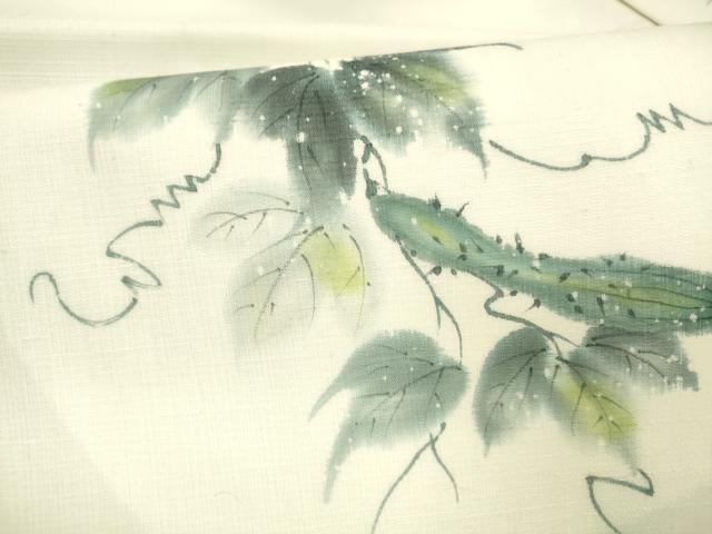平和屋着物＊夏物 九寸名古屋帯 手描き 成り物蔦の葉文