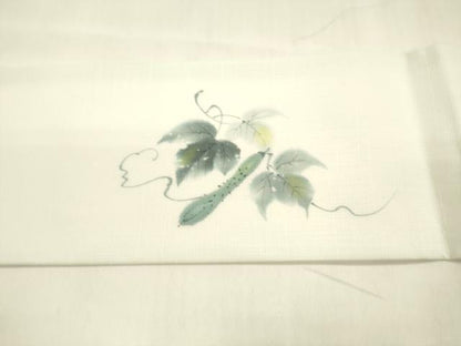 平和屋着物＊夏物 九寸名古屋帯 手描き 成り物蔦の葉文 DABA0524cm