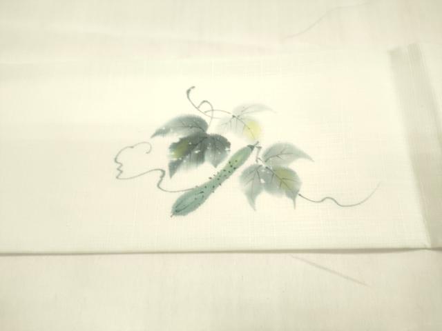 平和屋着物＊夏物 九寸名古屋帯 手描き 成り物蔦の葉文 DABA0524cm