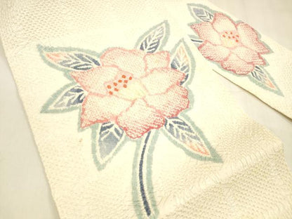 平和屋着物●名門 藤娘きぬたや・総絞り 九寸名古屋帯 草花文 正絹 逸品 DABA0527cm