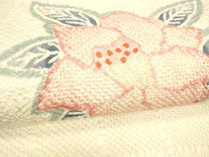平和屋着物●名門 藤娘きぬたや・総絞り 九寸名古屋帯 草花文 正絹 逸品 DABA0527cm