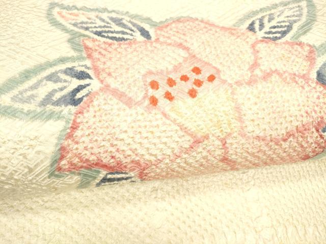 平和屋着物●名門 藤娘きぬたや・総絞り 九寸名古屋帯 草花文 正絹 逸品 DABA0527cm