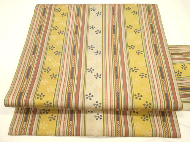 平和屋着物●全通柄九寸名古屋帯 間道 正絹 逸品 DABA0539cm