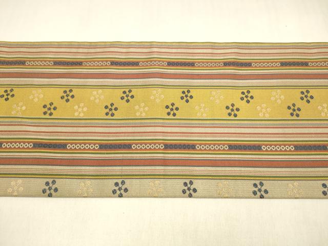 平和屋着物●全通柄九寸名古屋帯 間道 正絹 逸品 DABA0539cm