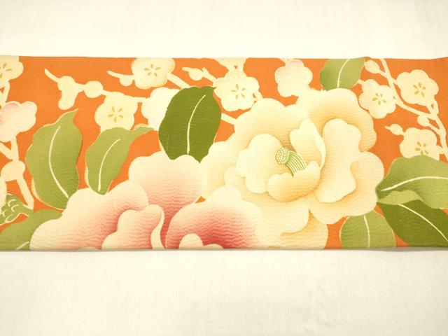 平和屋着物●アンティーク　大正ロマン　全通柄九寸名古屋帯　刺繍　草花文　正絹　逸品　DABA0540cm 平和屋着物○アンティーク 大正ロマン 全通柄九寸名古屋帯 刺繍 草花