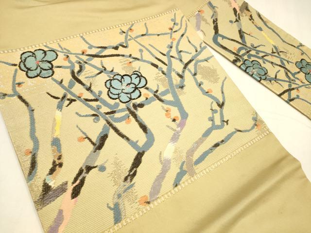 平和屋着物●龍村美術織物　龍村製　九寸名古屋帯　枝花文　銀糸　正絹　逸品　DABA0543cm 平和屋着物○龍村美術織物 龍村製 九寸名古屋帯 枝花文