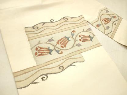 平和屋着物●九寸名古屋帯 洋花唐草文 正絹 逸品 DABA0555cm