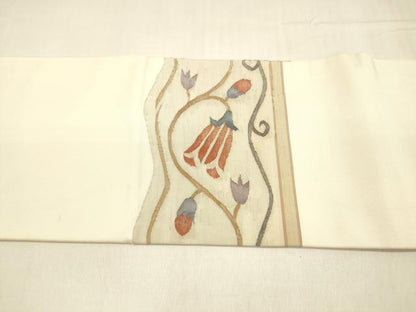 平和屋着物●九寸名古屋帯 洋花唐草文 正絹 逸品 DABA0555cm