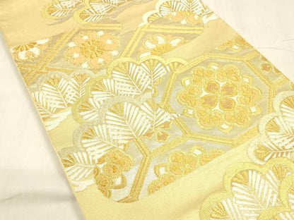 平和屋着物●西陣　川島織物　六通柄　本袋帯　花松文　金銀糸　正絹　逸品　DABA0558cm