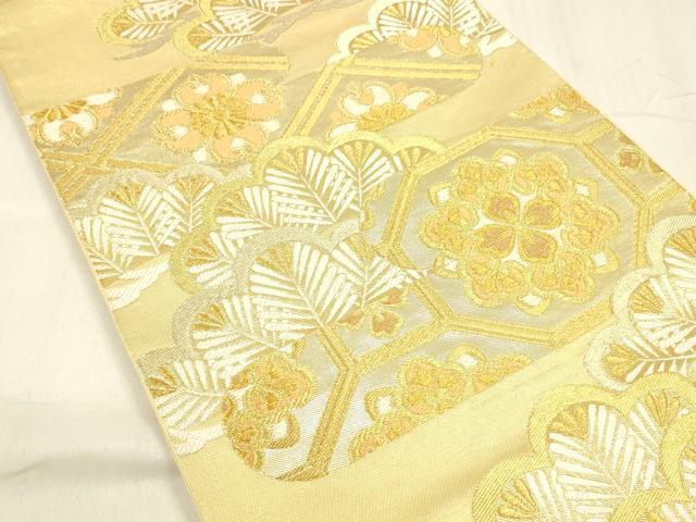 平和屋着物●西陣　川島織物　六通柄　本袋帯　花松文　金銀糸　正絹　逸品　DABA0558cm