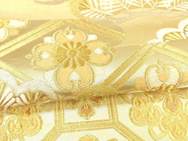 平和屋着物●西陣　川島織物　六通柄　本袋帯　花松文　金銀糸　正絹　逸品　DABA0558cm