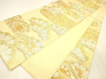 平和屋着物●西陣　川島織物　六通柄　本袋帯　花松文　金銀糸　正絹　逸品　DABA0558cm
