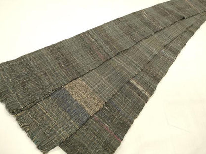 平和屋着物●男性　角帯　紬地　横段文　正絹　逸品　DABA0562cm