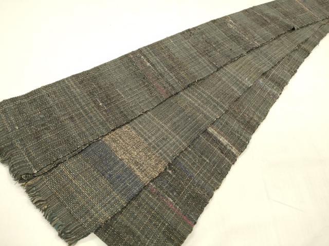 平和屋着物●男性　角帯　紬地　横段文　正絹　逸品　DABA0562cm