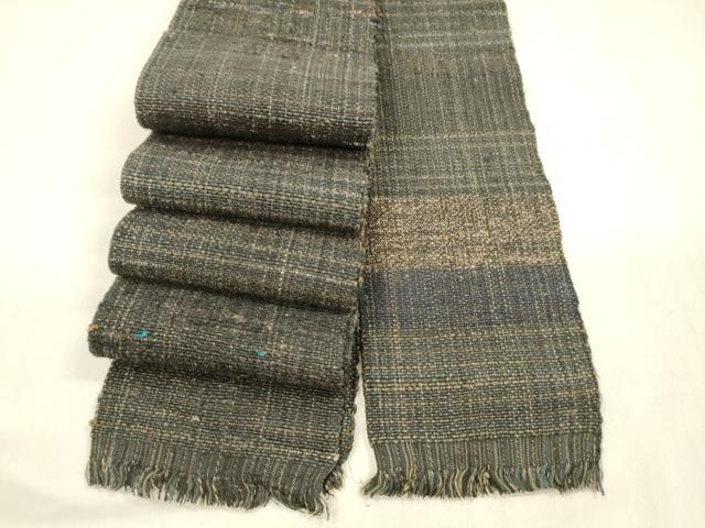 平和屋着物○男性 角帯 紬地 横段文 正絹 逸品 DABA0562cm