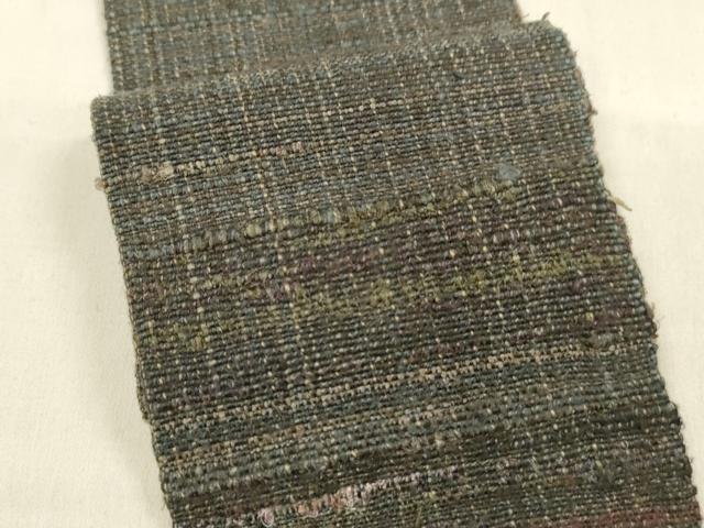平和屋着物●男性　角帯　紬地　横段文　正絹　逸品　DABA0562cm