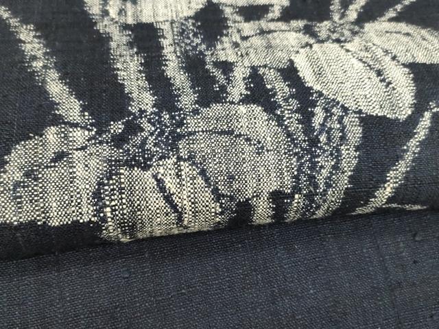 平和屋着物●八寸名古屋帯　紬地　流水杜若　正絹　逸品　DABA0581cm 平和屋着物○八寸名古屋帯 紬地 流水杜若 正絹 逸品 DABA0581cm