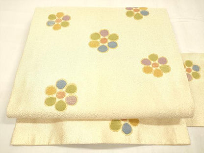 平和屋着物●九寸名古屋帯　舞花文　金糸　ゑり善扱い　正絹　逸品　DABA0583cm