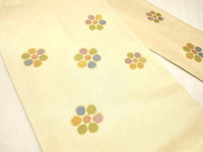 平和屋着物●九寸名古屋帯　舞花文　金糸　ゑり善扱い　正絹　逸品　DABA0583cm