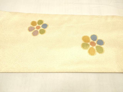 平和屋着物●九寸名古屋帯　舞花文　金糸　ゑり善扱い　正絹　逸品　DABA0583cm