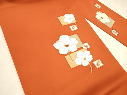 平和屋着物●塩瀬　九寸名古屋帯　駒刺繍　舞花文　金彩　正絹　逸品　DABA0595cm