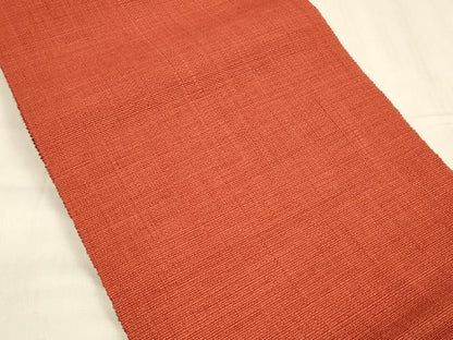 平和屋着物●八寸名古屋帯　紬地　緋色　正絹　逸品　DABA0602cm